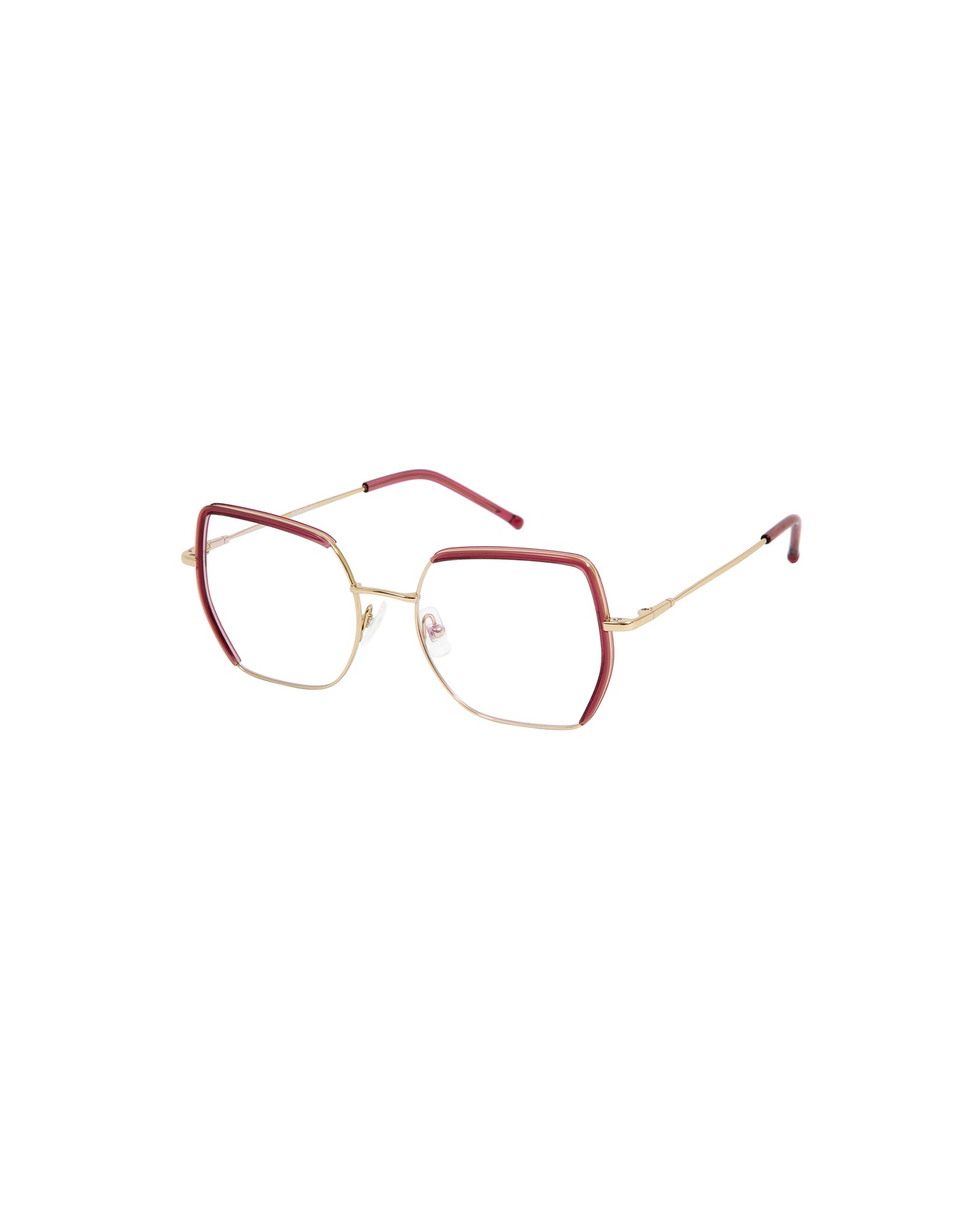 MINERVA: Cuadrada Titanio-Acetato Rojo optical glasses by GIGI STUDIOS 1416