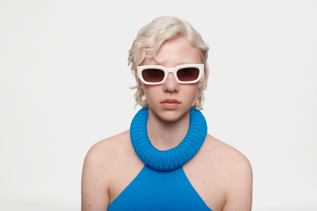 NATALIE: Geométricas Acetato Blanco sunglasses by GIGI STUDIOS 3114