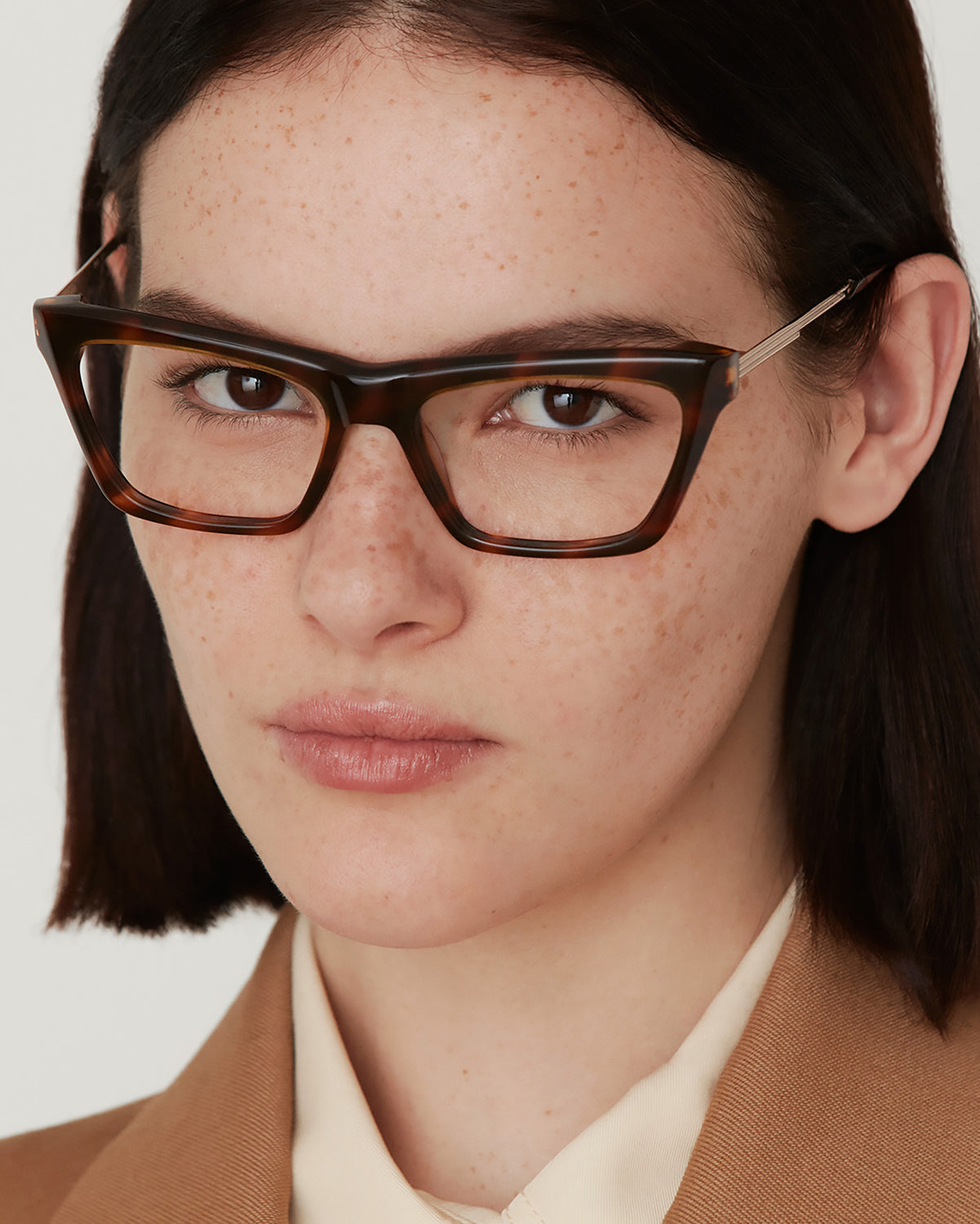 HADA: Cat Eye Acetato-Metal Havana optical glasses by GIGI STUDIOS 3496