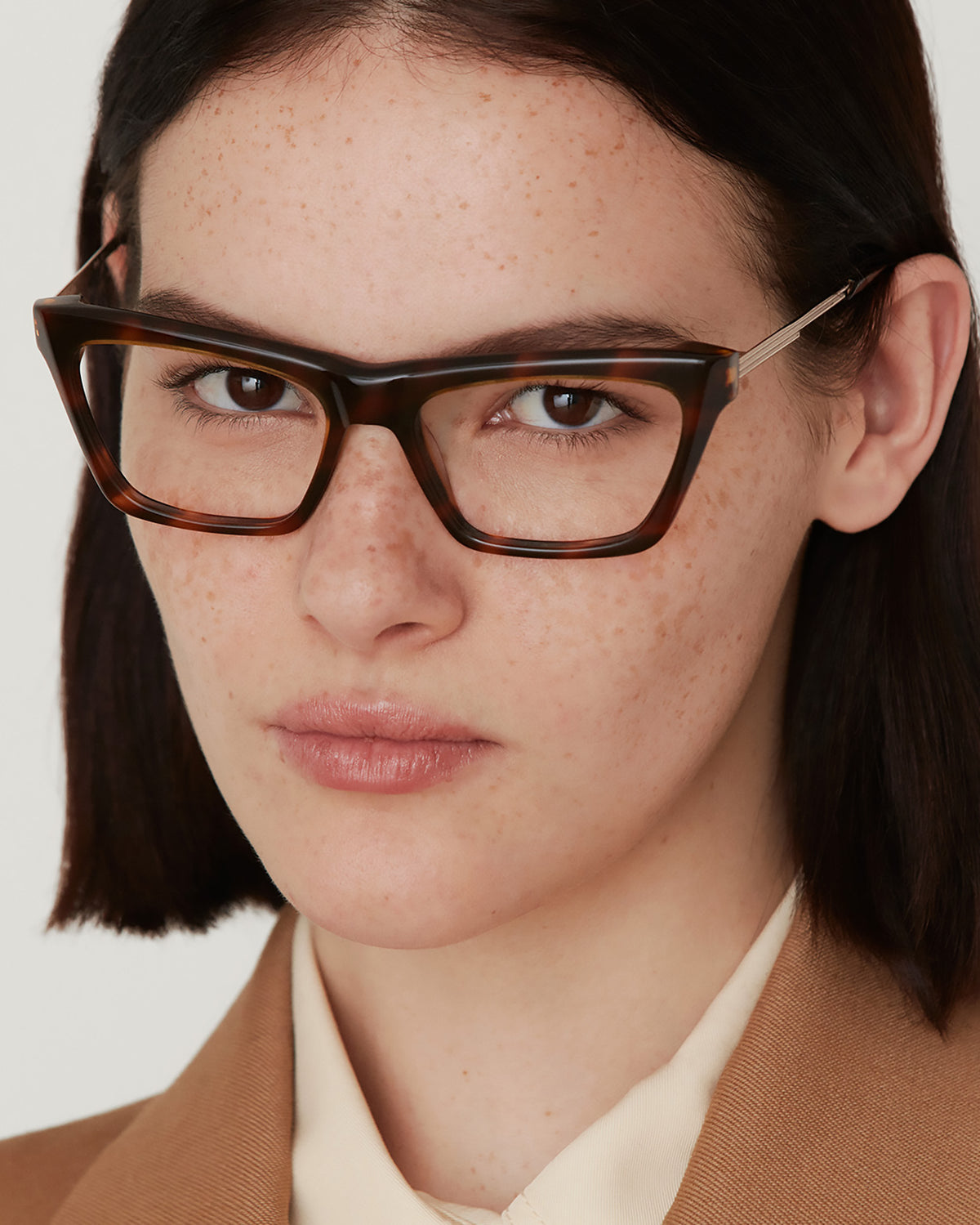 HADA: Cat Eye Acetato-Metal Havana optical glasses by GIGI STUDIOS 3496