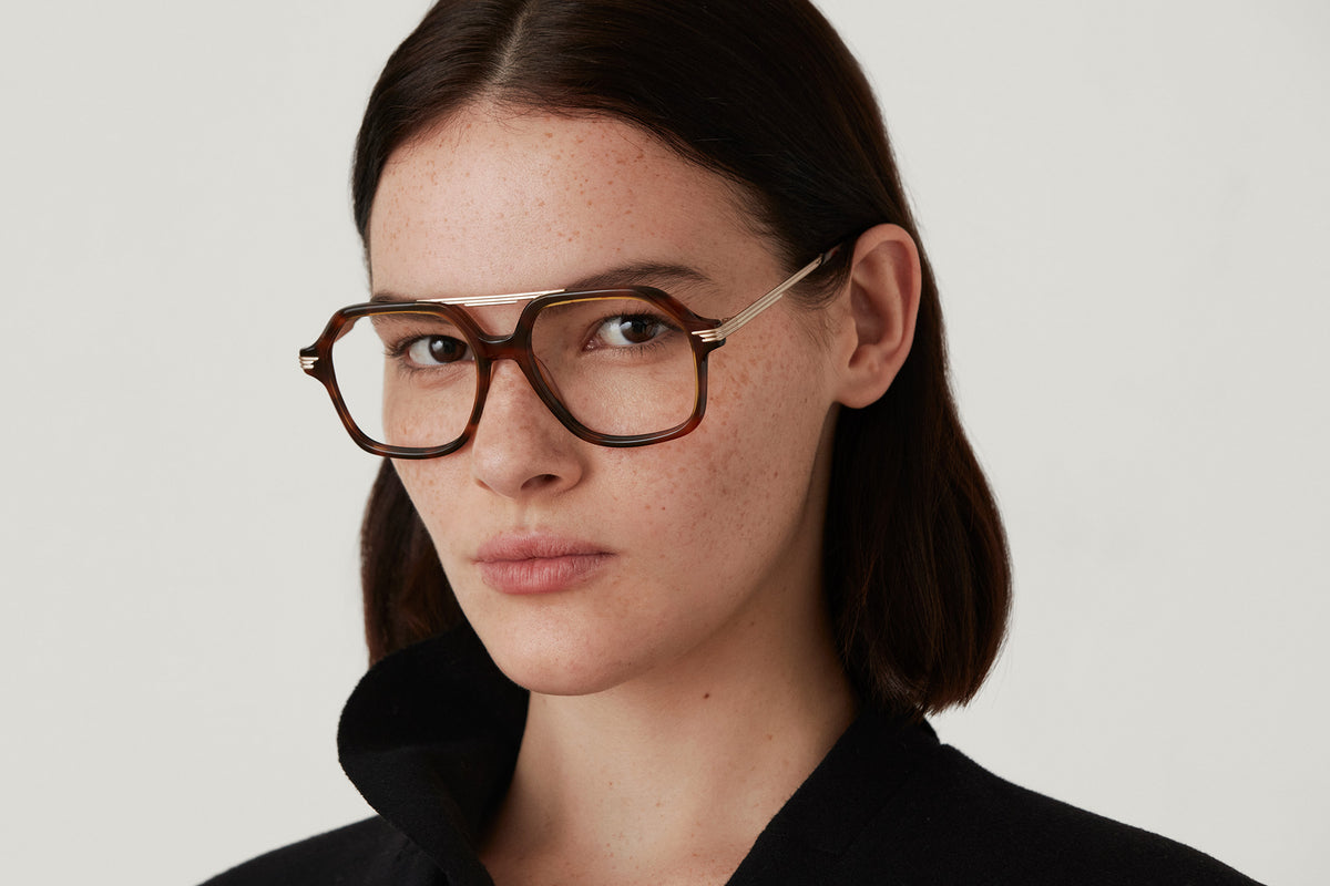 LORENZA: Aviador Acetato-Metal Havana optical glasses by GIGI STUDIOS 3512