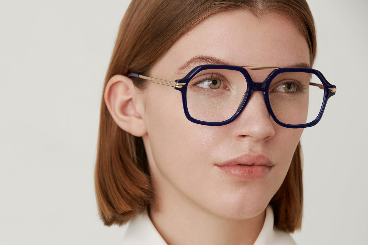 LORENZA: Aviador Acetato-Metal Azul optical glasses by GIGI STUDIOS 3516