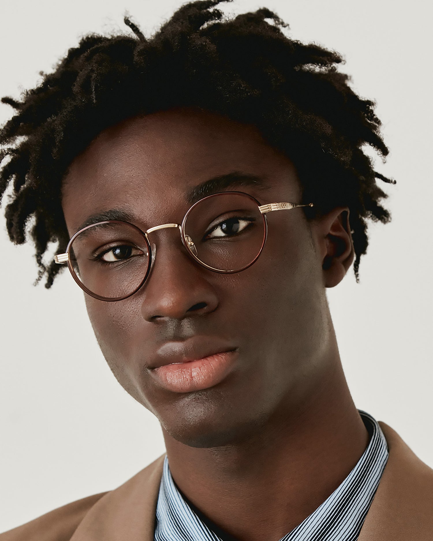 MENDEL: Redondas Titanio-Acetato Marrón optical glasses by GIGI STUDIOS 4607