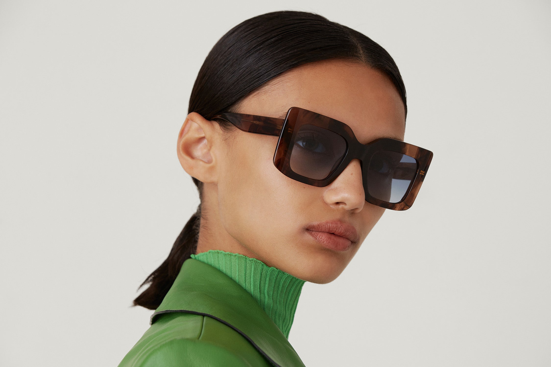 DOROTHEA: Cuadrada Acetato Marrón sunglasses by GIGI STUDIOS 4696