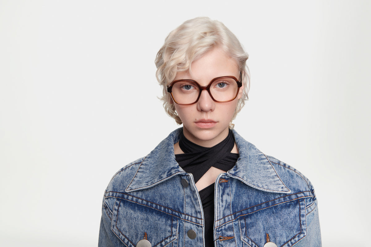 RAFAELLA: Geométricas Acetato Orange optical glasses by GIGI STUDIOS 4802