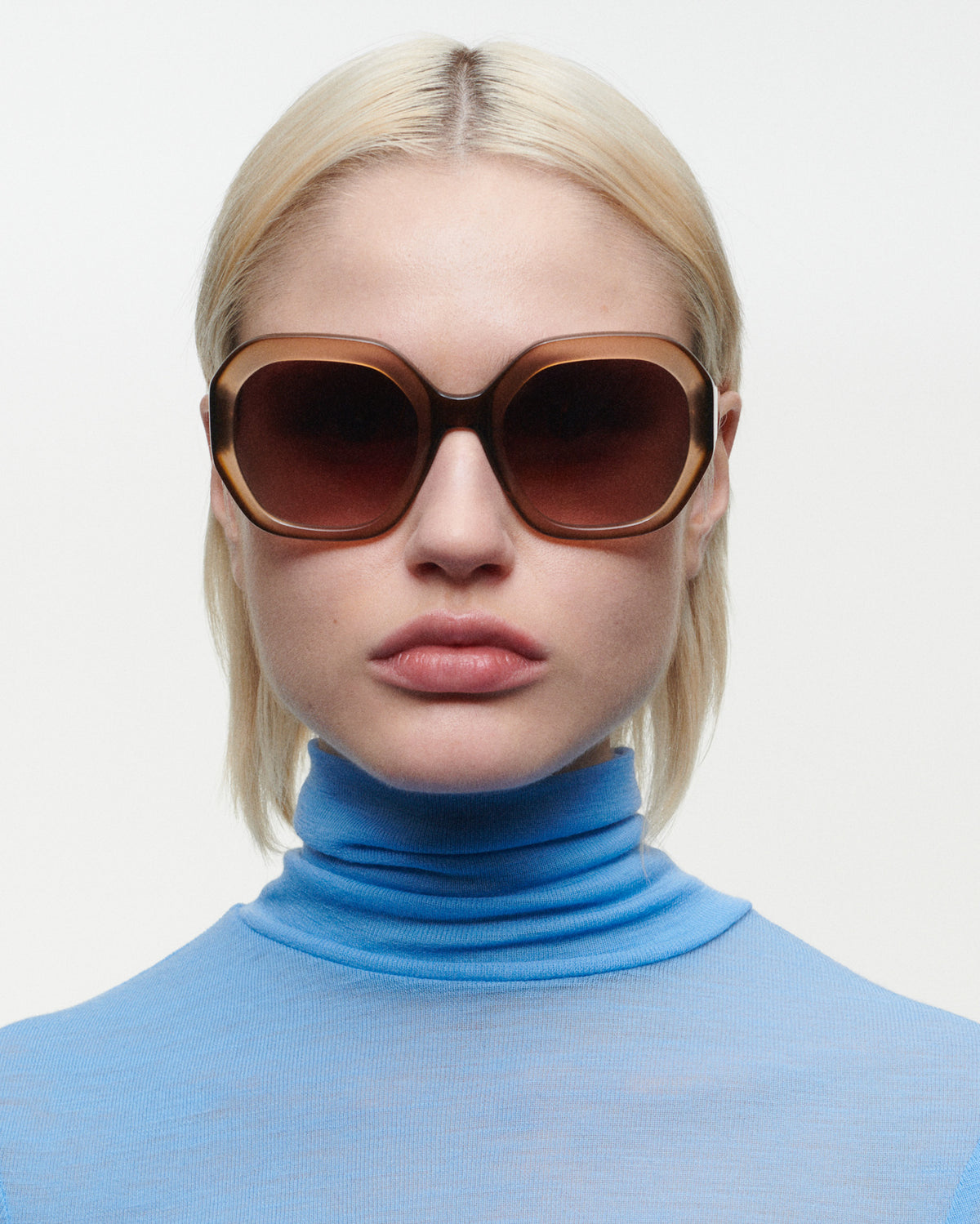 BRIGHT: Geométricas Acetato Marrón sunglasses by GIGI STUDIOS 5101