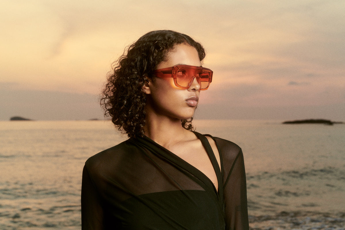 GOLDEN: Envolventes Acetato Orange sunglasses by GIGI STUDIOS 5145