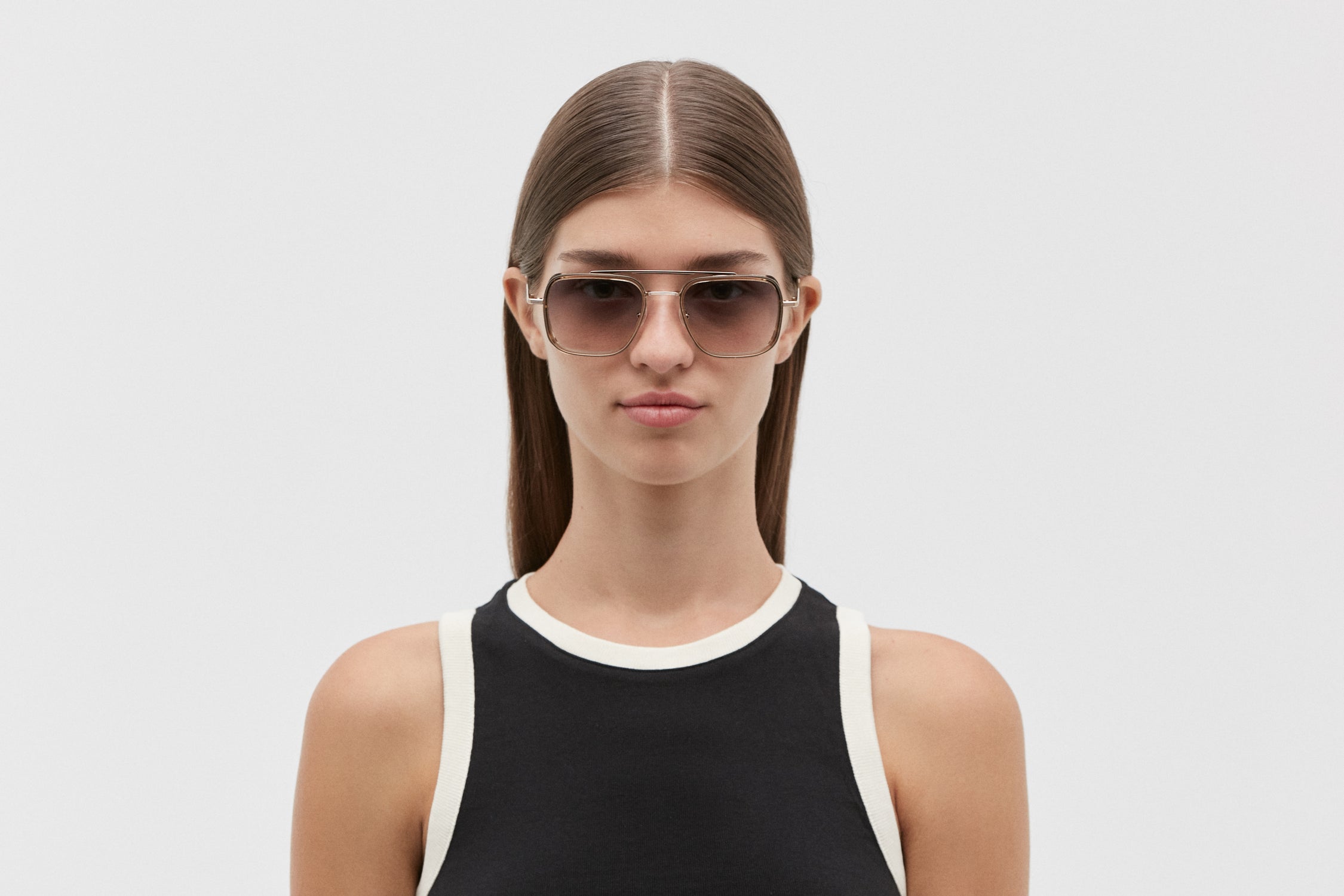 SIFNOS: Cuadrada Acetato-Metal Marrón sunglasses by GIGI STUDIOS 5485