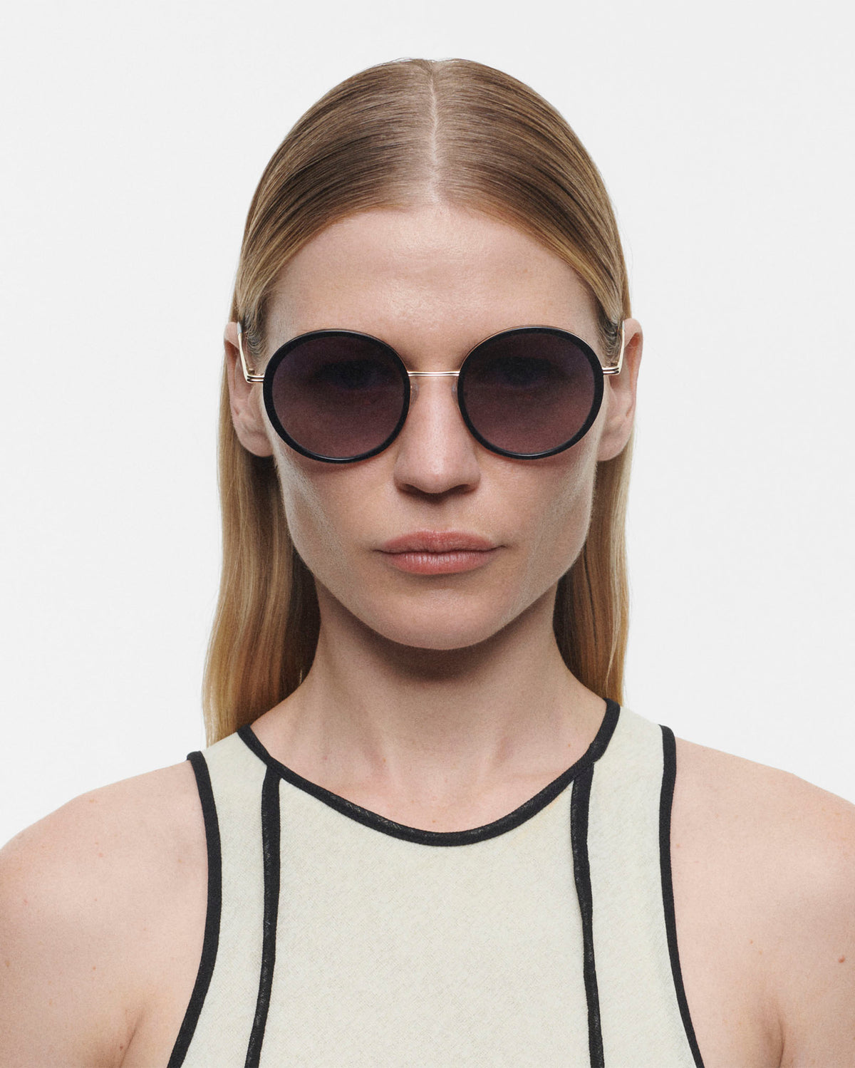 PAIGE : Redondas Acetato-Metal Noir sunglasses by GIGI STUDIOS 543