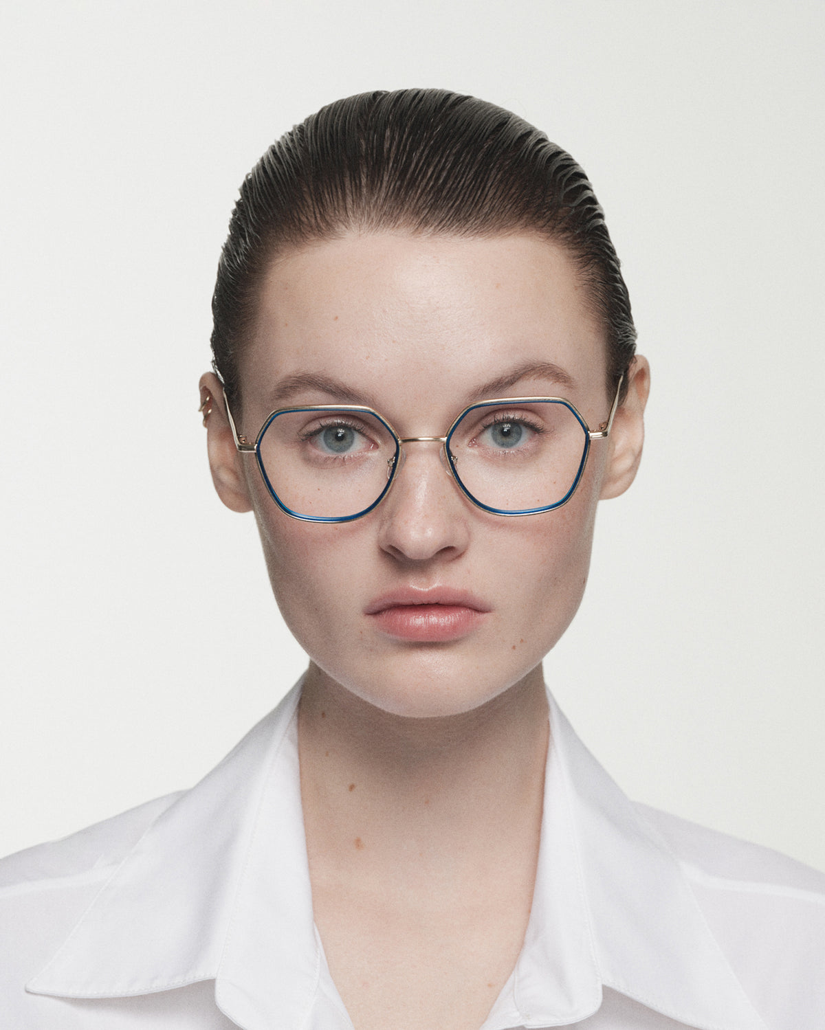 JOLENE: Geométricas Acetato-Metal Azul optical glasses by GIGI STUDIOS 739