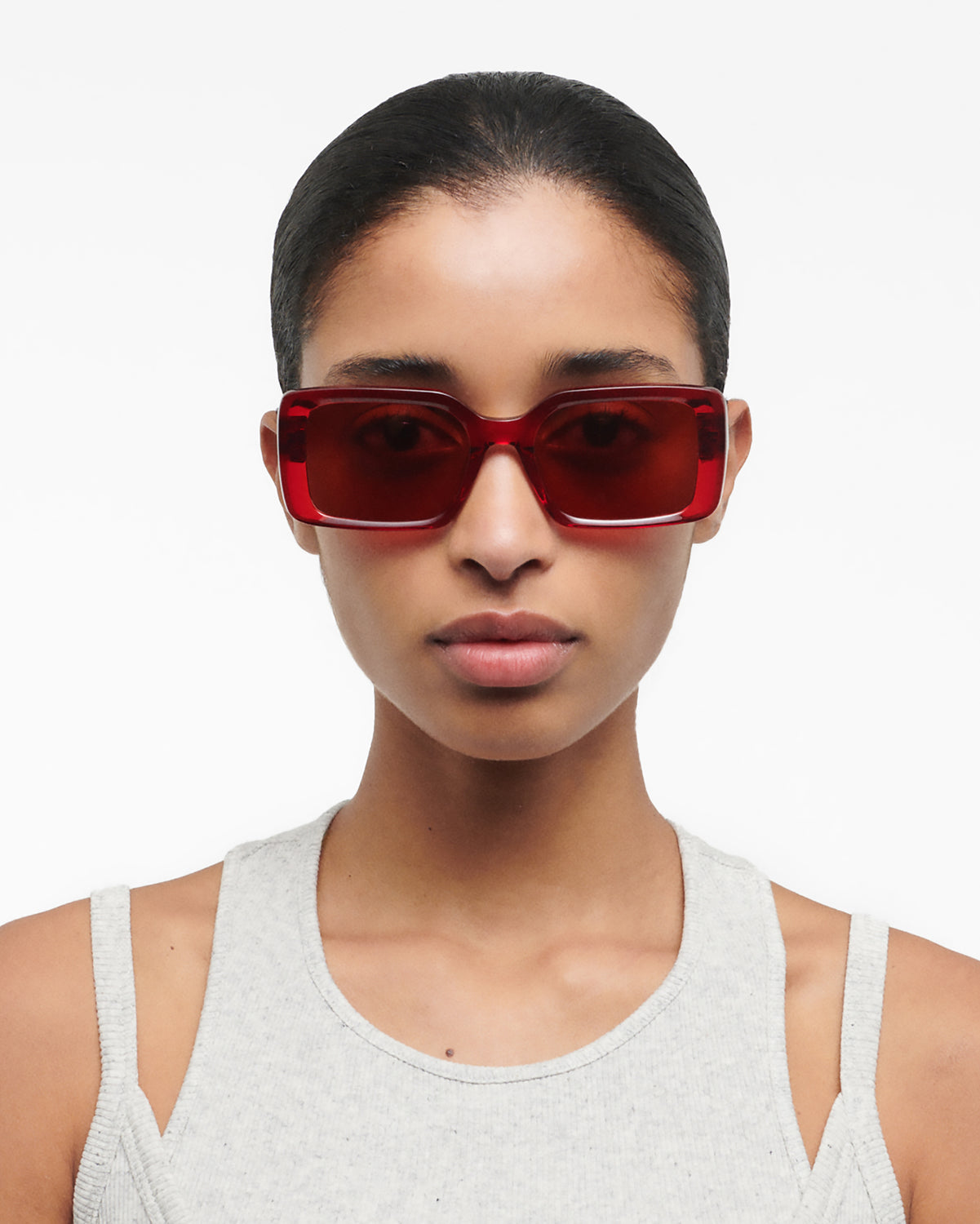LUSH: Rectangular Acetato Rojo sunglasses by GIGI STUDIOS 947