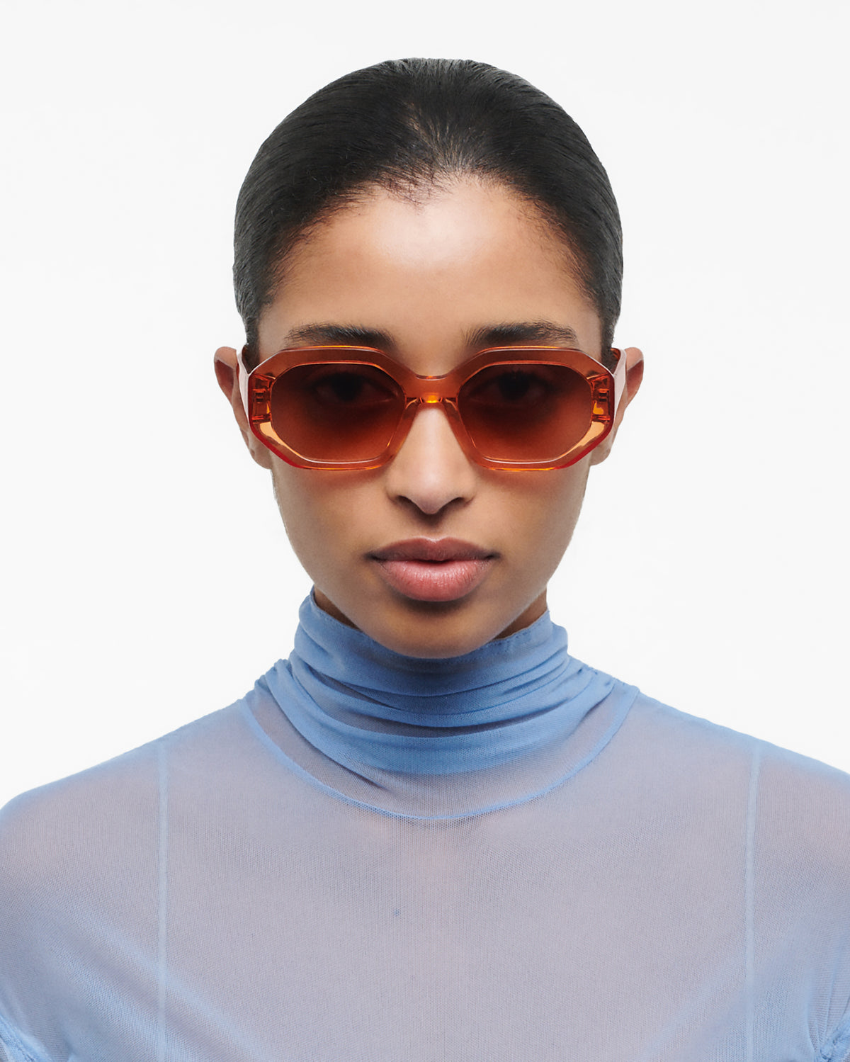 CITRUS: Geométricas Acetato Orange sunglasses by GIGI STUDIOS 975
