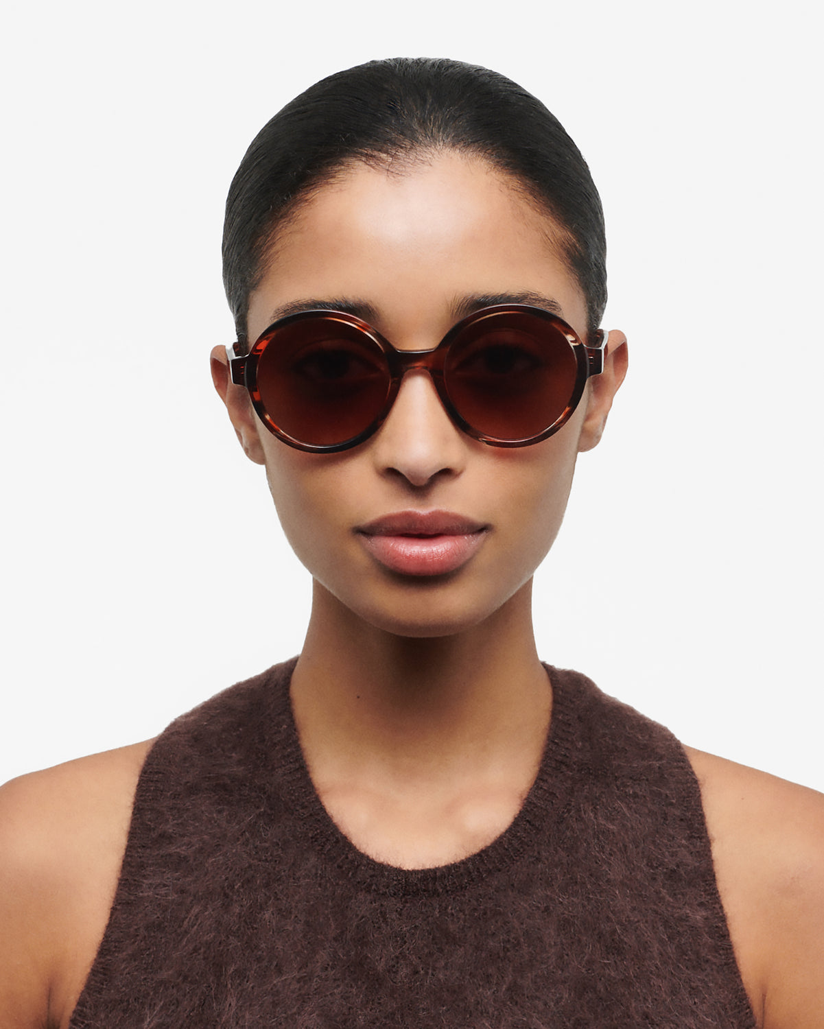 MEGAN: Redondas Acetato Marrón sunglasses by GIGI STUDIOS 995