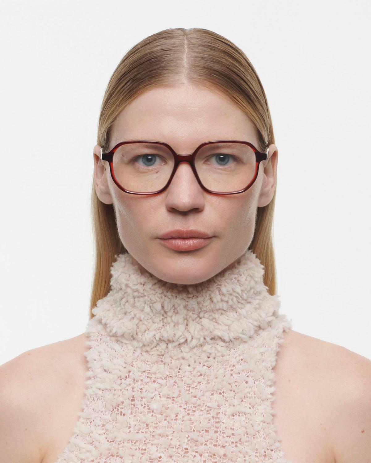 MONIKA: Geométricas Acetato Rojo optical glasses by GIGI STUDIOS 3995