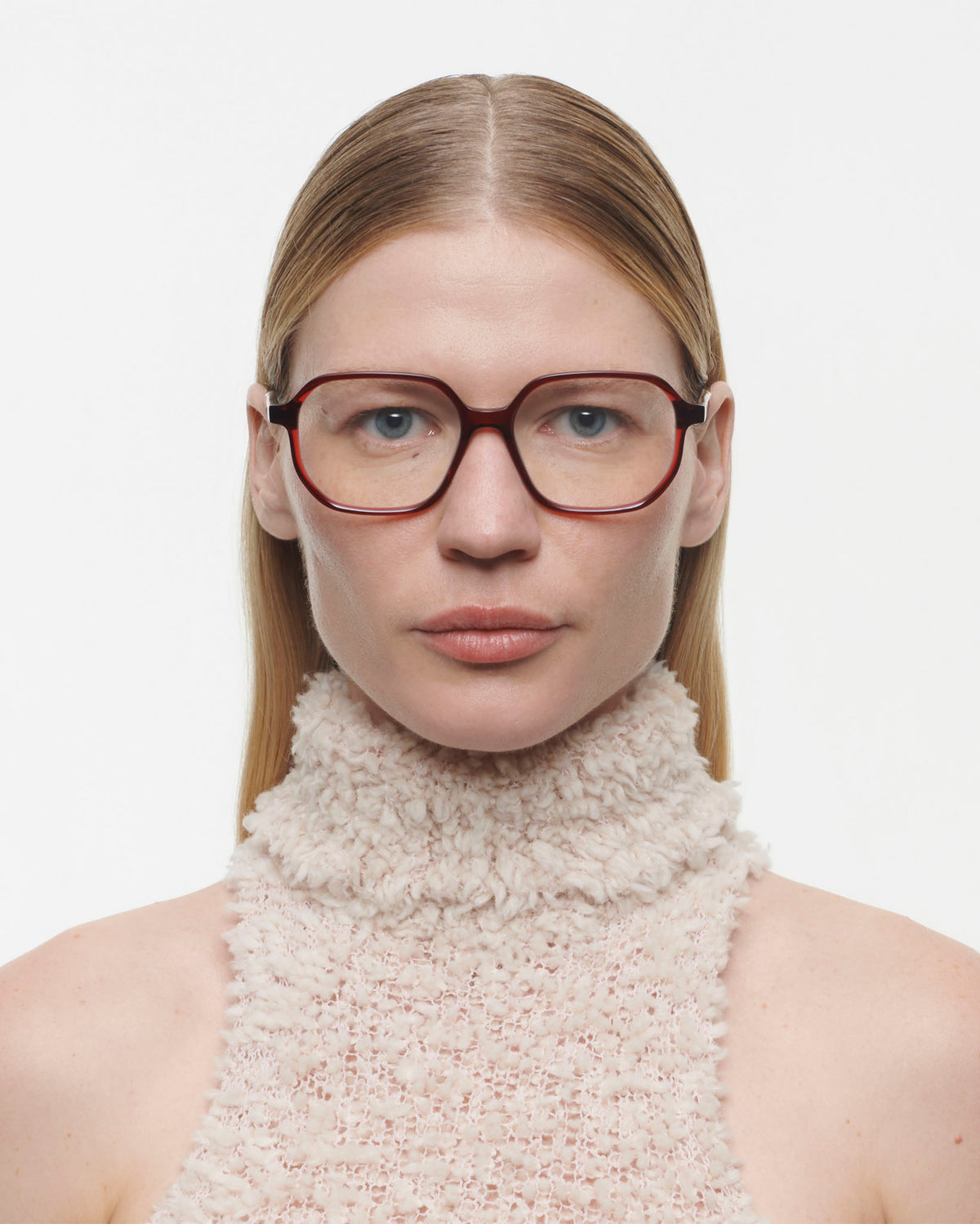 MONIKA: Geométricas Acetato Rojo optical glasses by GIGI STUDIOS 3995