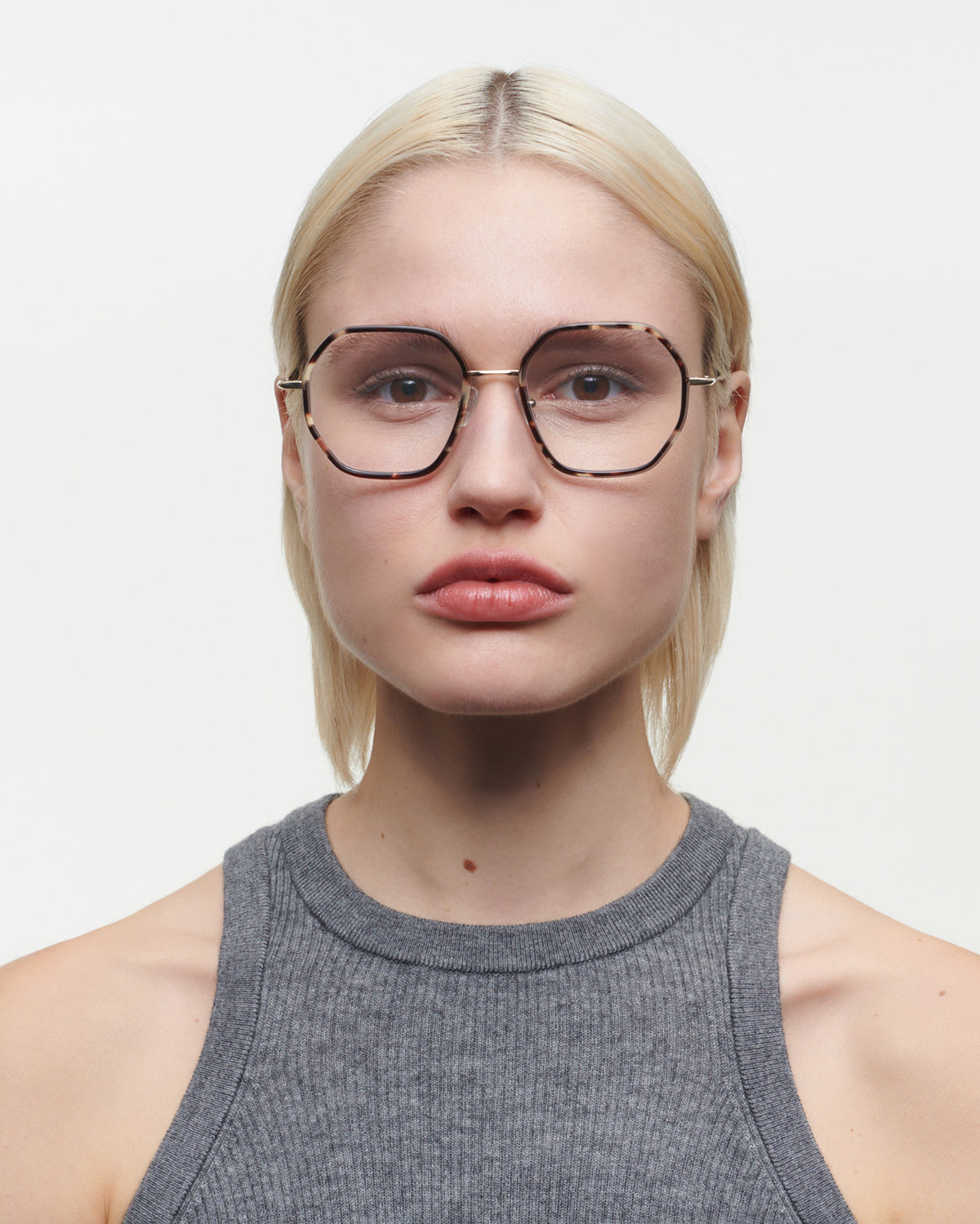 MARIE: Geométricas Titanio-Acetato Havana optical glasses by GIGI STUDIOS 3734