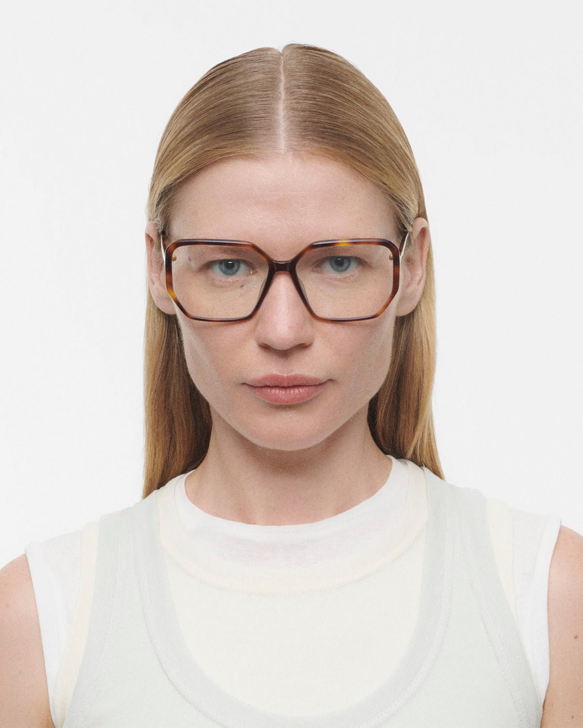 DENISA: Geométricas Acetato Havana optical glasses by GIGI STUDIOS 4066