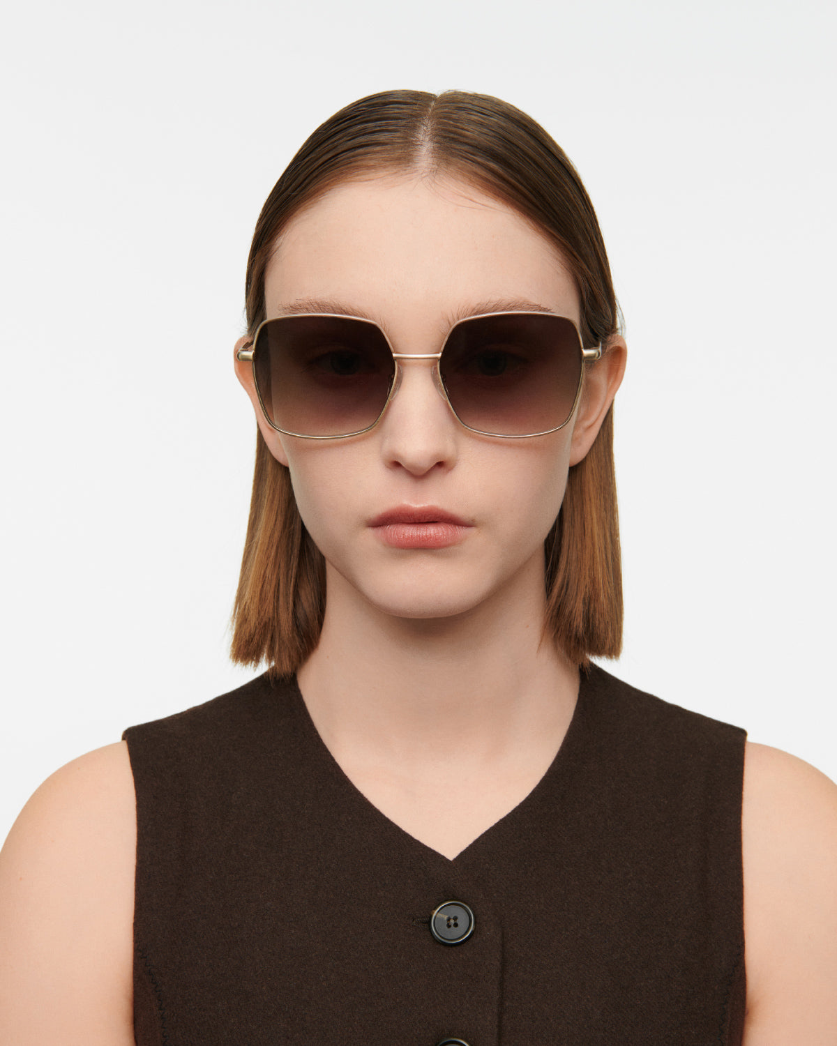 LIORA: Cuadrada Metal Doré sunglasses by GIGI STUDIOS 7844